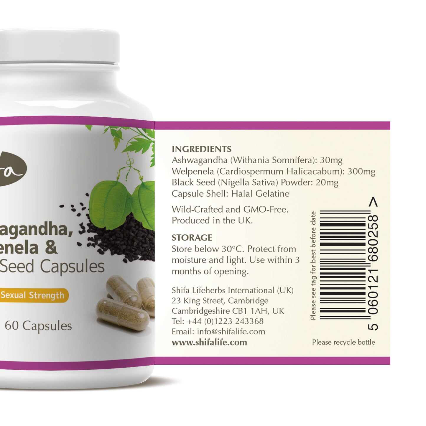 Ashwagandha, Welpenela & Black Seed Capsules (350mg | 60 Caps)