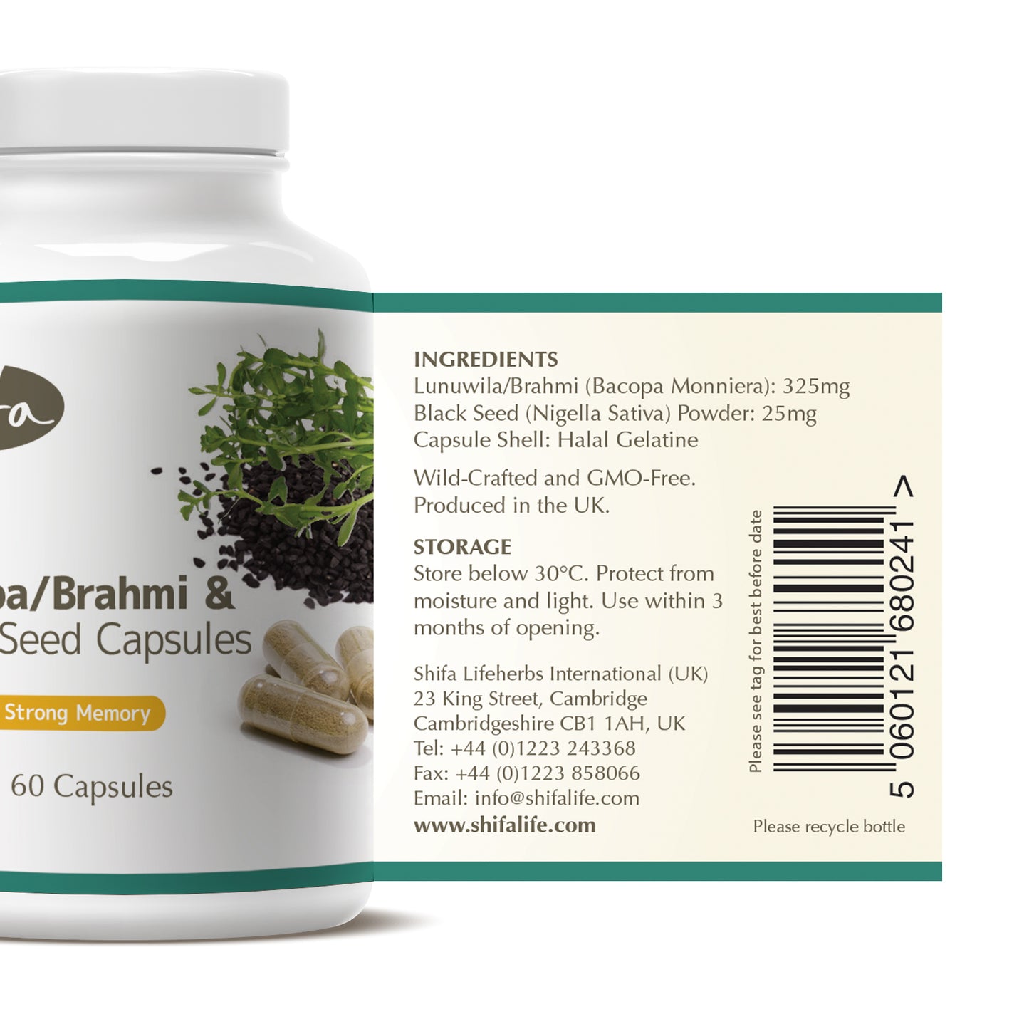 Bacopa/Brahmi & Black Seed Capsules (350mg | 60 Caps)