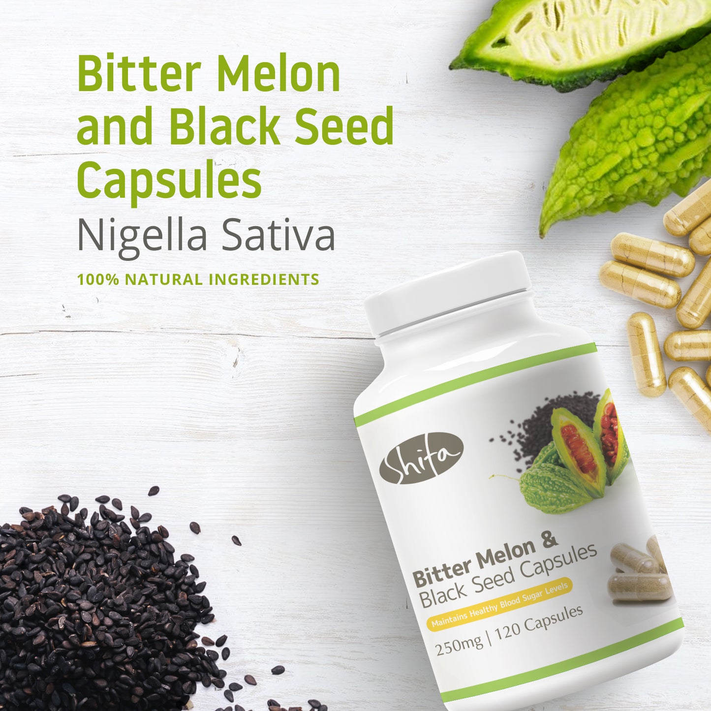 Bitter Melon and Black Seed Capsules (250mg | 120 Caps)
