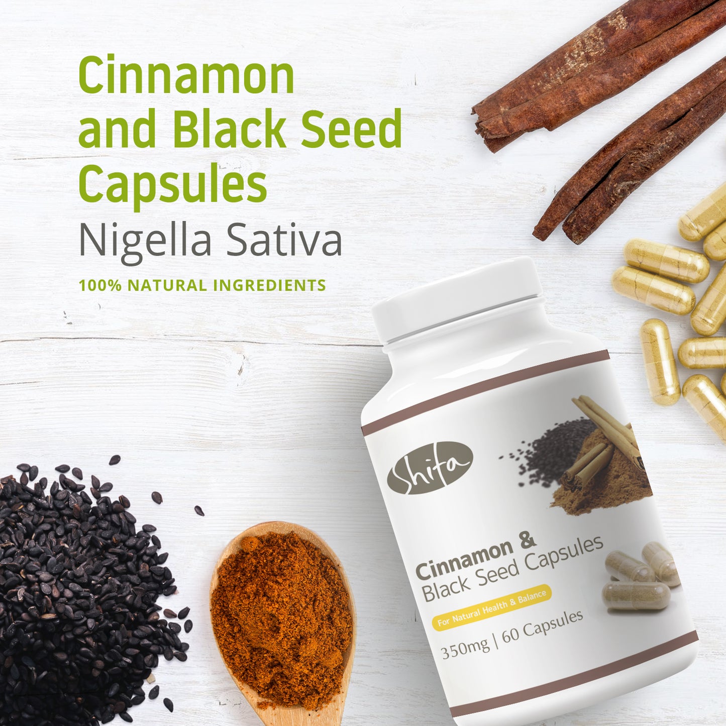 Cinnamon & Black Seed Capsules (350mg | 60 Caps)