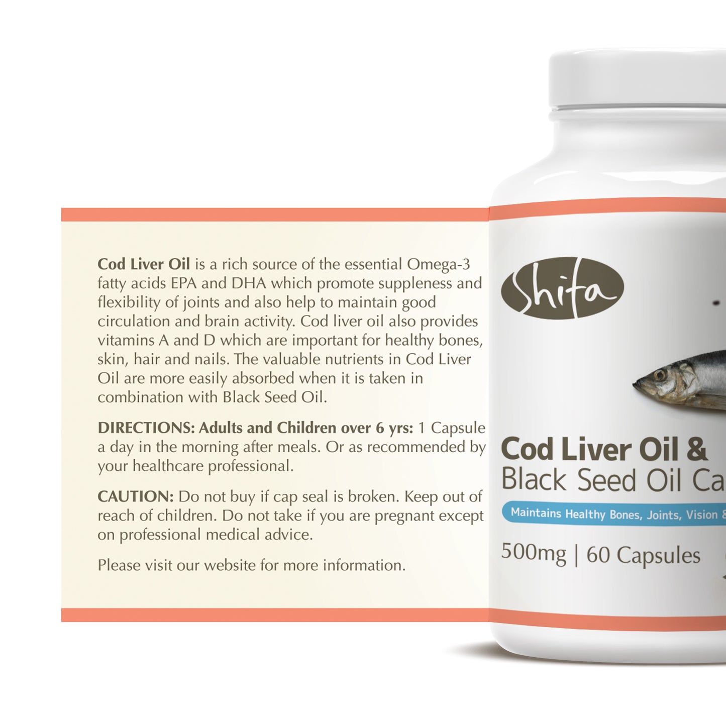 Cod Liver Oil & Black Seed Oil Capsules (500mg | 60 Caps)