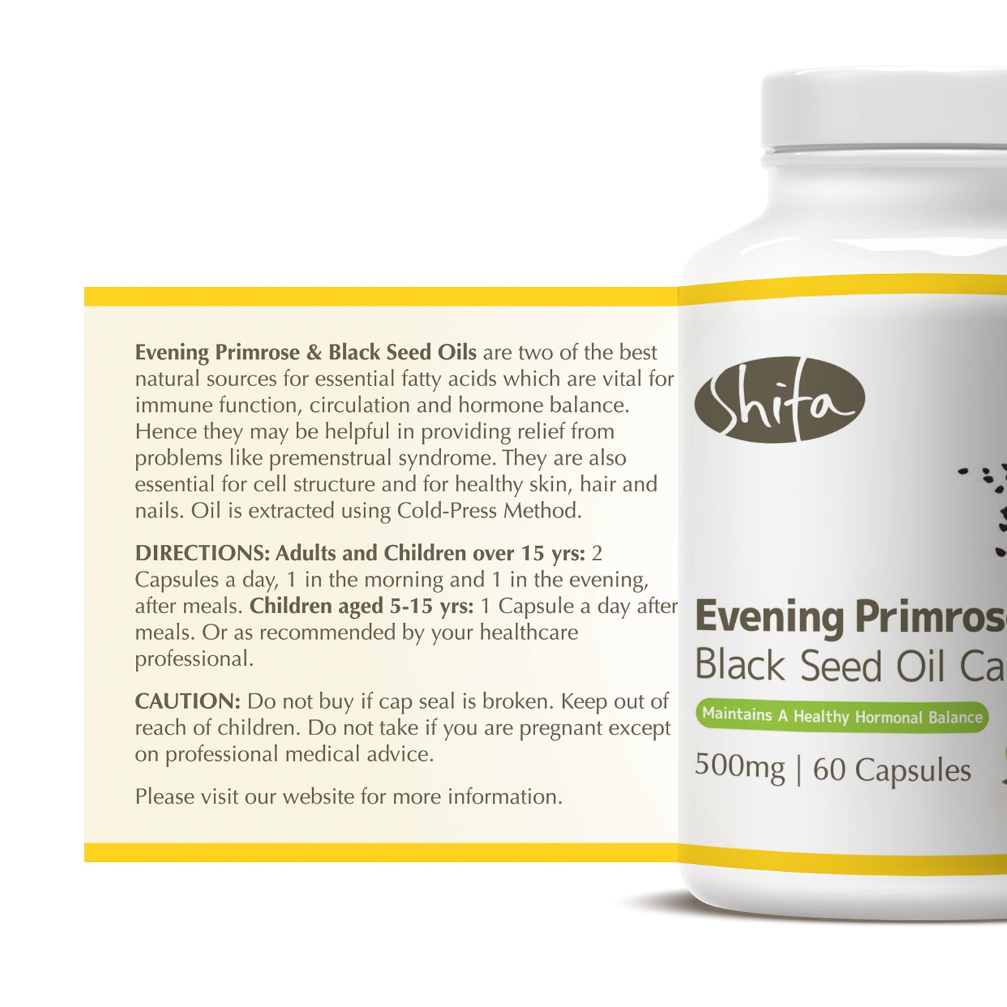 Evening Primrose Oil & Black Seed Oil Capsules (500mg | 60 Caps)