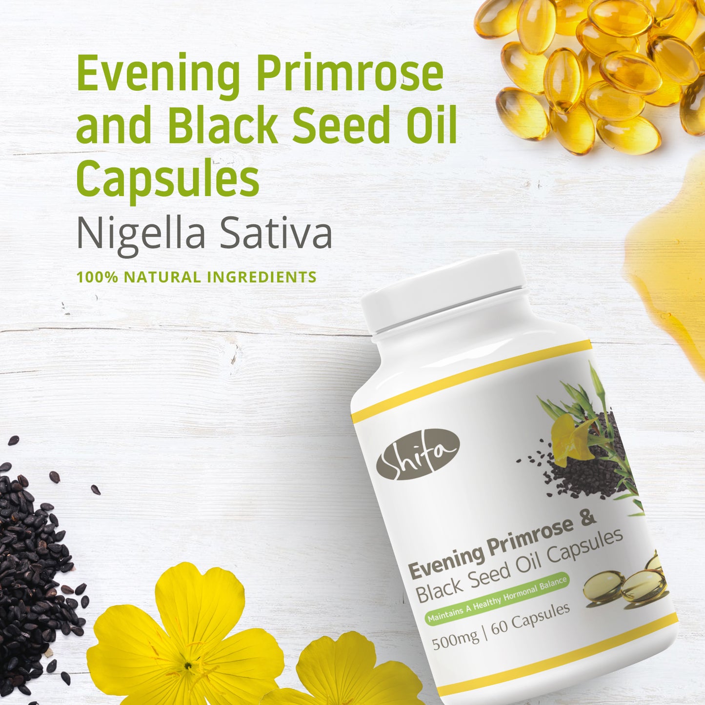 Evening Primrose Oil & Black Seed Oil Capsules (500mg | 60 Caps)