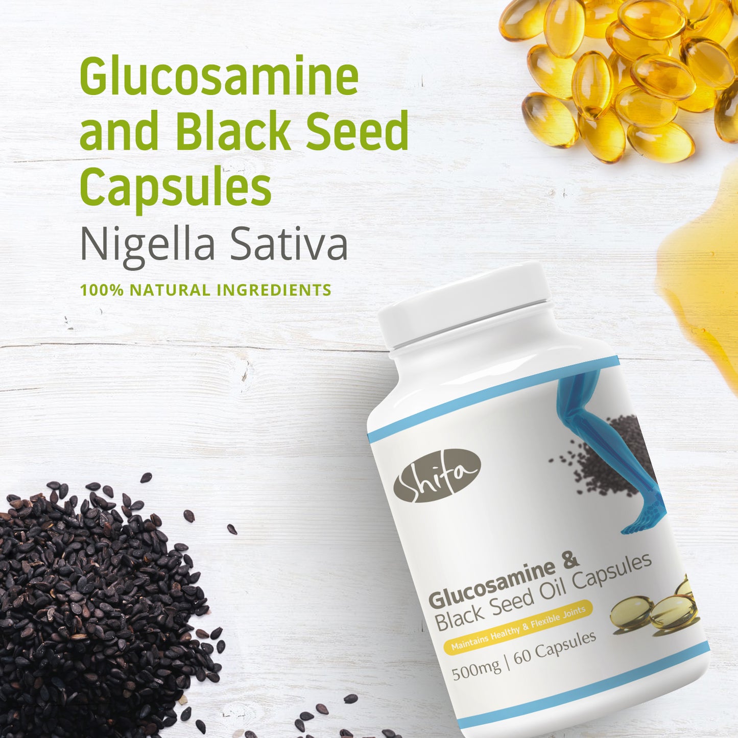 Glucosamine & Black Seed Oil Capsules (500mg | 60 Caps)