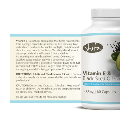 Vitamin E & Black Seed Oil Capsules (500mg | 60 Caps)