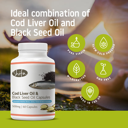 Cod Liver Oil & Black Seed Oil Capsules (500mg | 60 Caps)
