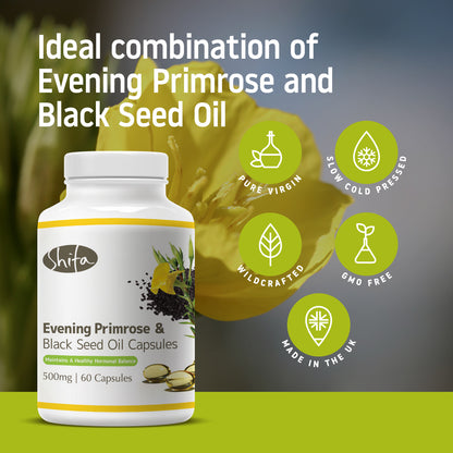 Evening Primrose Oil & Black Seed Oil Capsules (500mg | 60 Caps)