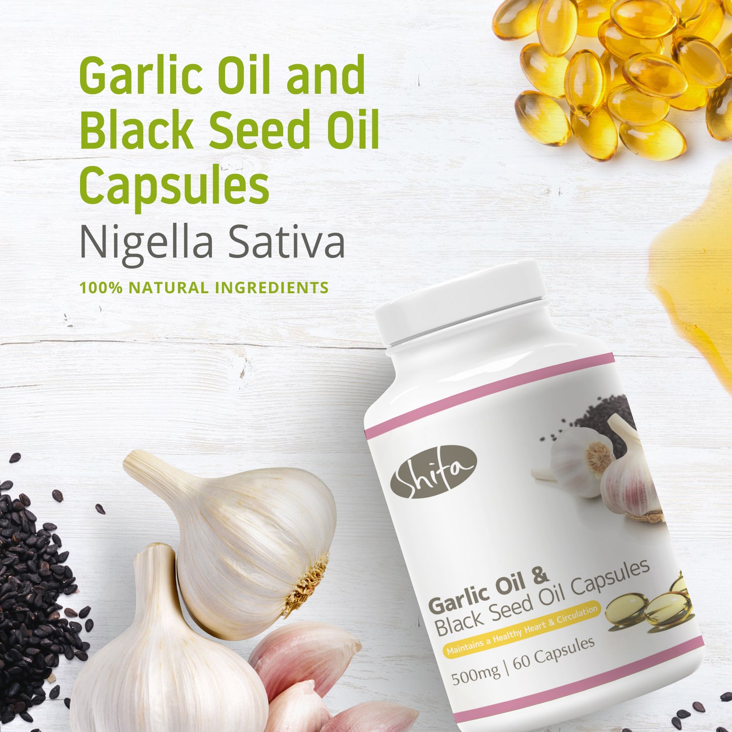 Garlic & Black Seed Oil Capsules (500mg | 60 Caps)